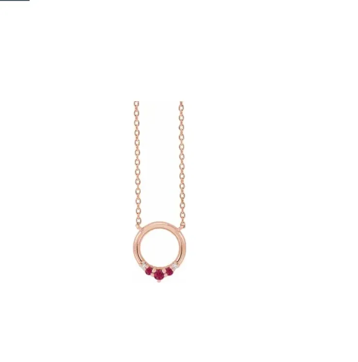 Sterling Silver Blue Sapphire and Diamond Circle Necklace - available on special order