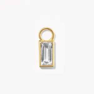 White Topaz Rectangle Charm in 10k Gold