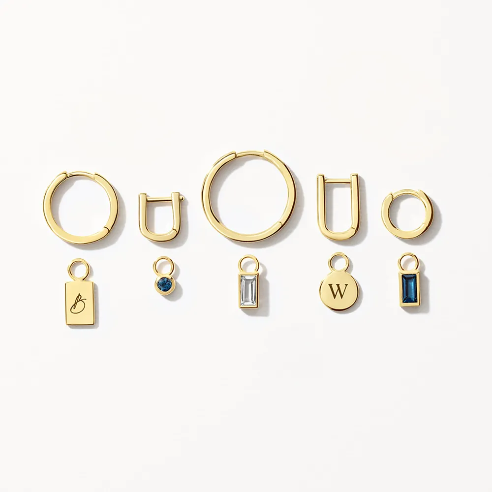 White Topaz Rectangle Charm in 10k Gold